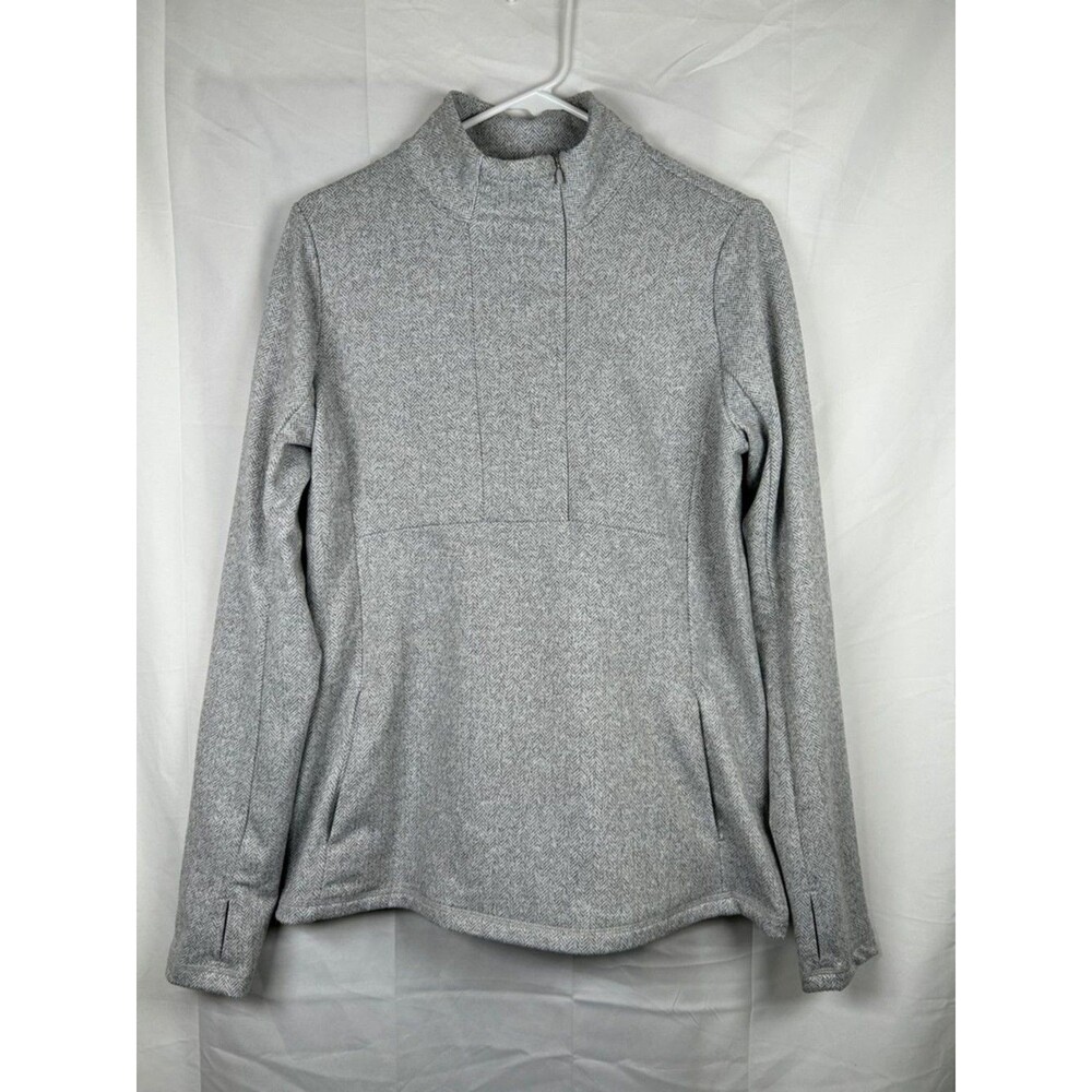 Kyodan Fleece Sweatshirt Women's Large Grey Half Zip Thumb Holes Pullover